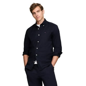 Camisa Tommy Hilfiger De Manga Larga De Popelina Con Botones Para Hombre