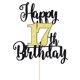 thumbnail image 3 of Decoración para tartas Dxsdgetue con purpurina para cumpleaños número 17, color negro y dorado, 3 of 8