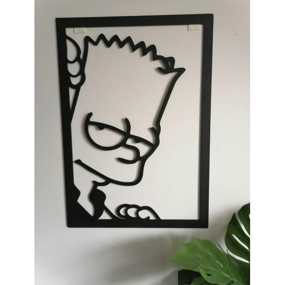 Cuadro Decorativo Bart Simpson En Madera Mdf 35x25cm