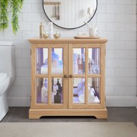 M&Ms - Led Curio Display Cabinet,Antique Display Cabinet With Adjustable Shelves,Retro Design Quality Showcase With Lattice Doors Elegant Bookcase And Storage Cabinet For Home Decor And Organization Oak