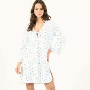 Bbz Barbizon - Camisa De Dormir Cleo Manga Larga Blanco Estampado