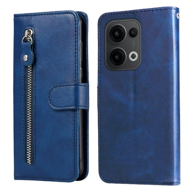 Funda con Cremallera para OPPO Reno 14 5G, Carcasa Cartera de Cuero PU con Soporte y Tarjetero
