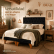 thumbnail image 3 of Cama Europea 2 Plazas Base dividida Respaldo Capitone Negro Colchón Híbrido, 3 of 10