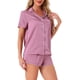 thumbnail image 4 of INSPIRE CHIC Conjunto de Pijama de Satén para Mujer Regreso a Clases Suave Manga Corta con Botones Ropa de Dormir con Bolsillo en el Pecho y Pantalones Cortos para Primavera Verano XL Rosa Pálido, 4 of 6
