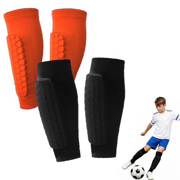 Espinilleras de fútbol Eqexutir con almohadillas tipo panal, ligeras