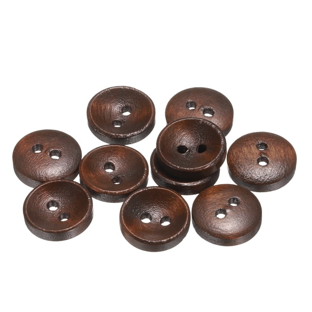 Uxcell 10pcs 20L Botón de Costura de Madera 1/2"(12.5mm) 2 Agujeros Botones Redondos de Repuesto para Manualidades de Ropa y Decoración, Marrón Medio