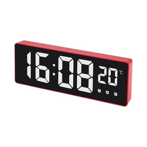 Magideal - Reloj Despertador Digital Pantalla De Temperatura De Gran Número Brillo Ajustable Luz Nocturna Pantalla Led Para Viajes En Casa Dormitorio Interior Es Rojo