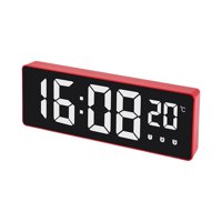 Magideal - Reloj Despertador Digital Pantalla De Temperatura De Gran Número Brillo Ajustable Luz Nocturna Pantalla Led Para Viajes En Casa Dormitorio Interior Es Rojo