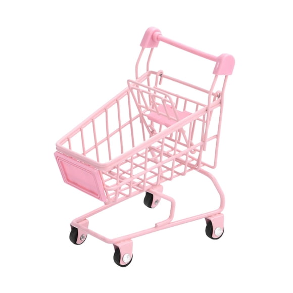 Mini Carrito De Compras Muebles De Casa De Muñecas Decoración De Escritorio Soporte De Maquillaje Caja De Almacenamiento Rosa