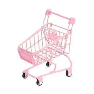 Bothyi - Mini Carrito De Compras Muebles De Casa De Muñecas Decoración De Escritorio Soporte De Maquillaje Caja De Almacenamiento Rosa