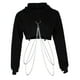 thumbnail image 1 of Manera larga de las mujeres sudadera con capucha sudadera con capucha Crop Top Metal sudadera con cadena L., 1 of 3