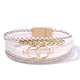 thumbnail image 1 of Pulseras bohemias envolventes de cuero, brazaletes de cuentas doradas para mujer, pulseras infinitas apilables, joyería con cierre, 1 of 6