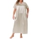 thumbnail image 2 of Camisón Universitario de Talla Grande para Mujer de Agnes Orinda, Escote en V de Encaje Hueco, Manga Corta, Chemise de Satén, Vestido Largo para Dormir 4X Champán, 2 of 6