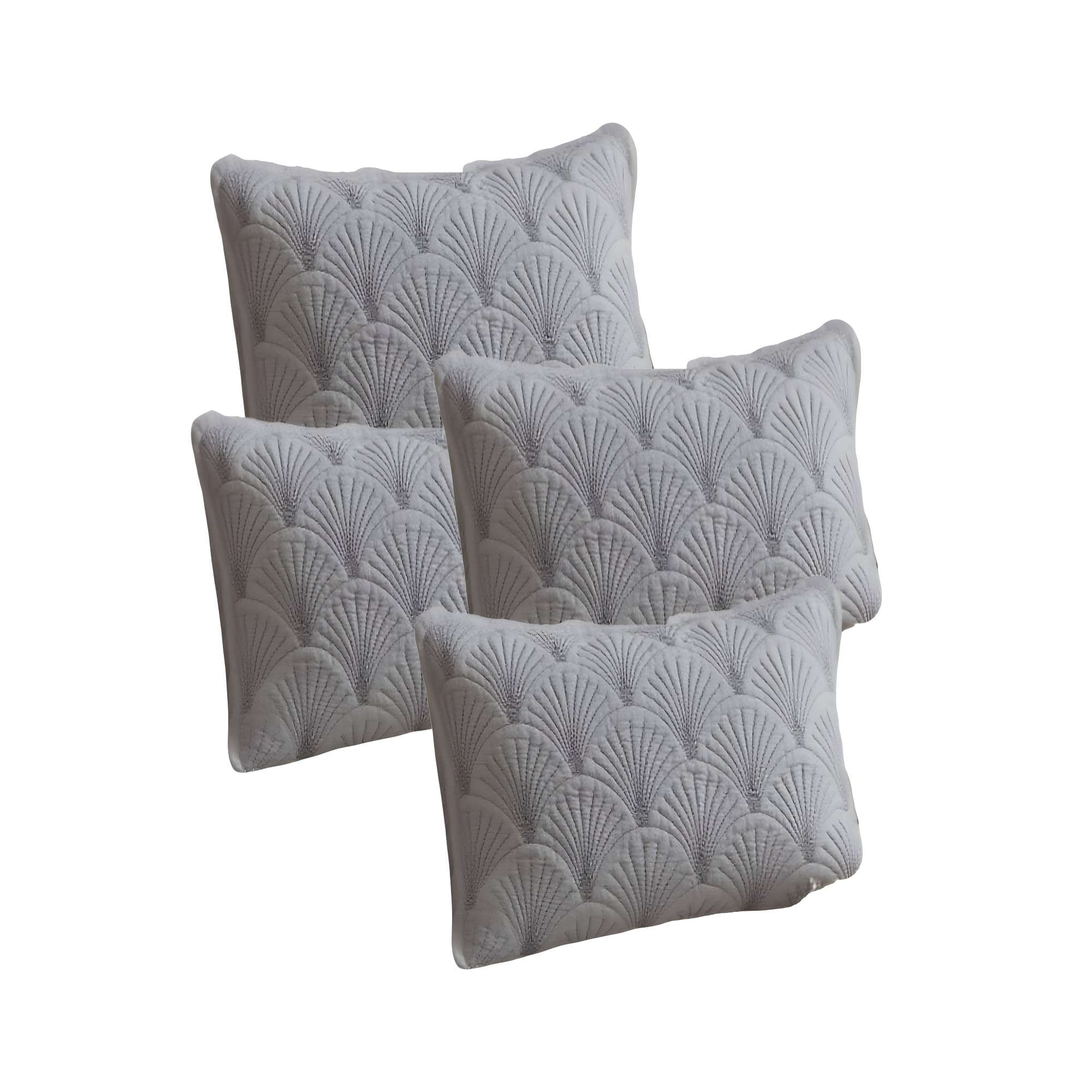 Genérico - Pack De 4 Fundas De Cojin Serie Abanico 30x50 Cm Gris