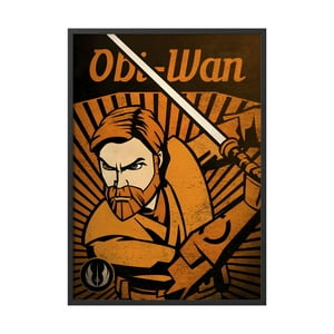 Creango - Cuadro Poster Enmarcado Star Wars Obi Wan Decorativo