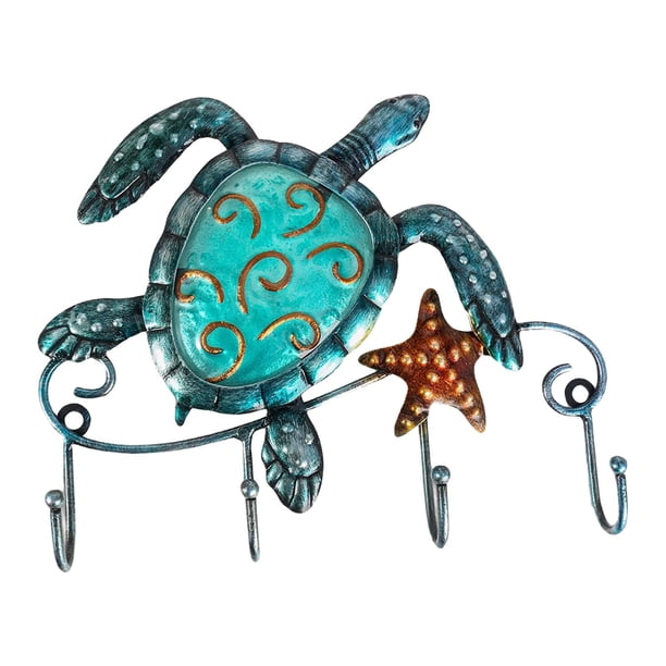 Estante de almacenamiento de hierro Ganchos para llaves en apariencia de tortuga 4 ganchos Ganchos de pared únicos Ganchos de animales con tornillo