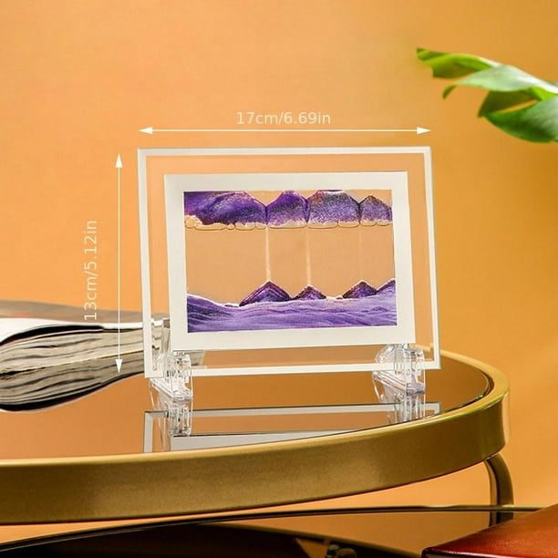1pc Moving Sand Art Picture Round/Rectangular Glass 3D Deep Sea Sandscape In Motion Display Flowing Sand Frame Relaxing Desktop Home Office Work Decor