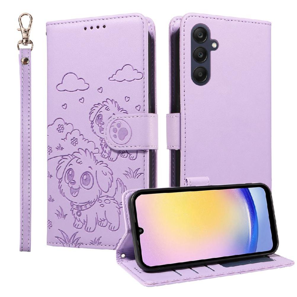 Funda Billetera Foxdock Compatible Con Samsung Galaxy A25 5G, Diseño Perrito Tierno, Ranuras Para Tarjetas Y Soporte Plegable