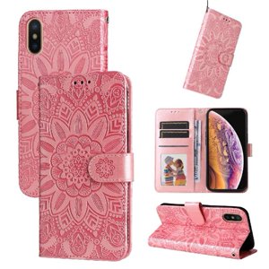 Funda Tipo Cartera Foxdock Para Iphone X/Xs , Diseño Girasol En Relieve, Cuero Pu, Cierre Magnético, Soporte Y Tarjetero