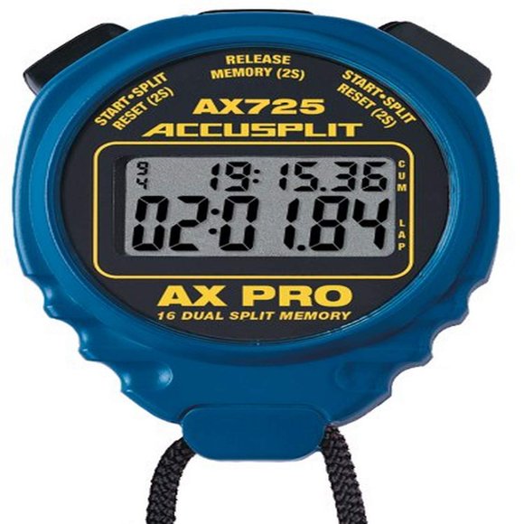 Cronómetro ACCUSPLIT AX725 PRO MEMORY (16) de doble línea azul
