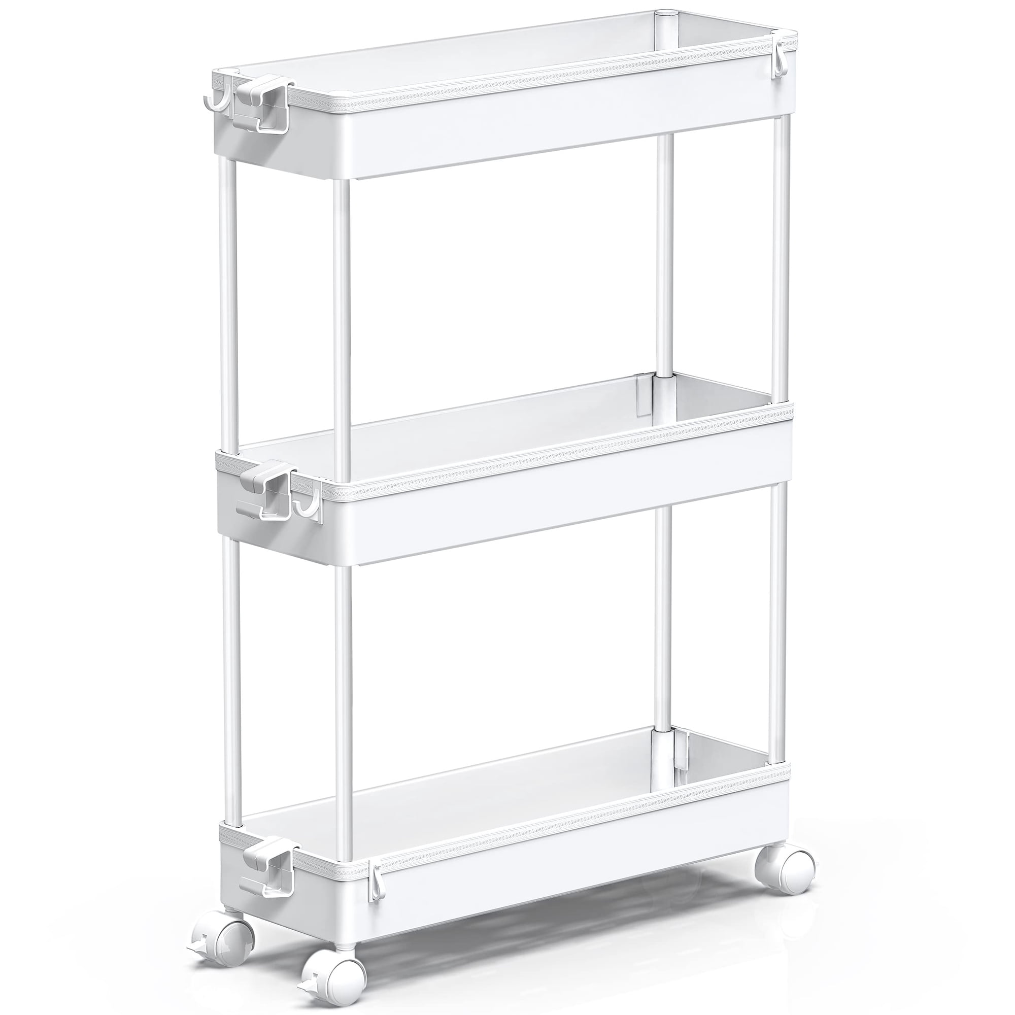 Carrito De Almacenamiento Rodante Spacekeeper De 3 Niveles, Blanco, Para Baño
