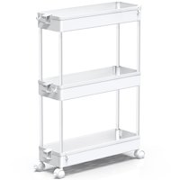 Carrito De Almacenamiento Rodante Spacekeeper De 3 Niveles, Blanco, Para Baño