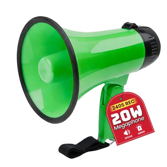 Megáfono MyMealivos 20W con Sirena y Grabación de 240 s – Verde