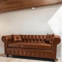 Vitelio - Sofá Chesterfield 3 Cuerpos Eco Cuero