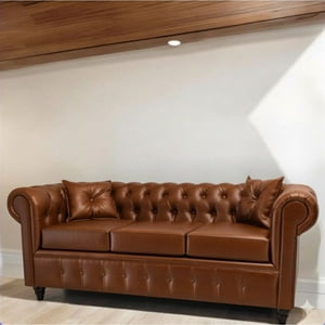 Vitelio - Sofá Chesterfield 3 Cuerpos Eco Cuero