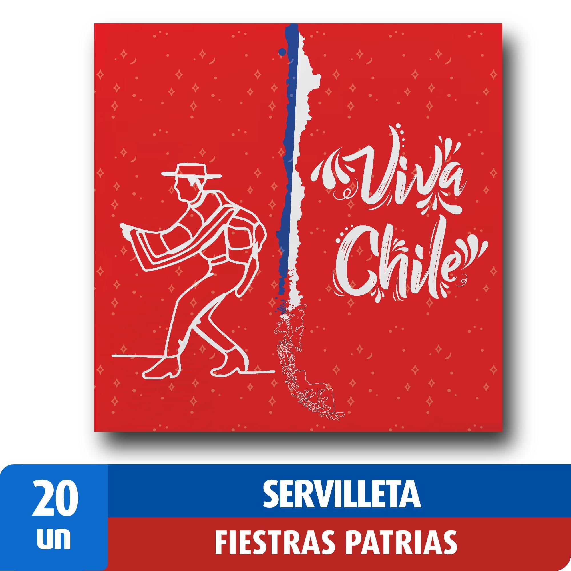 Servilletas Doble Hoja Style Fiestas Patrias Viva Chile Hombre 20 Un Lider