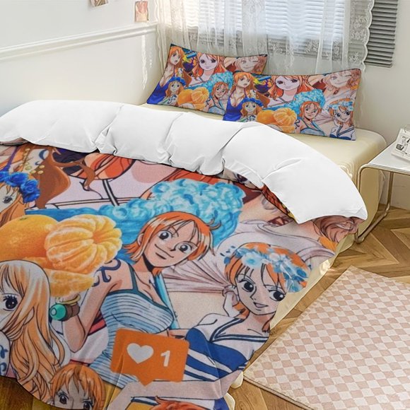 Nami Bed Duvet Cover Funny Anime Cartoon Bedding Sets Lightweight 3 Piece Comforter Sets