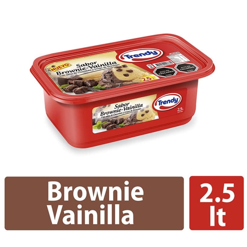 Helado De Leche Sabores Brownie Vainilla Cassata 2,5 L Trendy