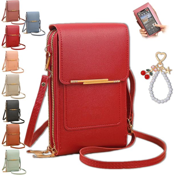 Bolso bandolera pantalla táctil mujer antirrobo móvil cuero impermeable hombro monedero cruzado