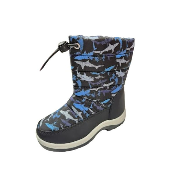 Bota de Nieve Impermeable Niño Tiburones Azul Gris