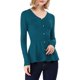 thumbnail image 2 of INSPIRE CHIC Suéter Peplum de Mujer Cuello en V Manga Larga Tejido Ajustado en la Cintura para Uso Casual y Estilo Diario M Azul Verde, 2 of 8