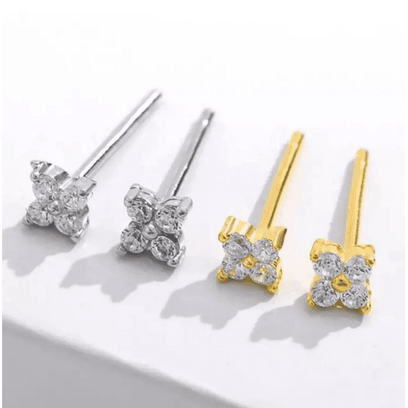 AROS FLOR PEQUEÑA CIRCONES PLATA 925