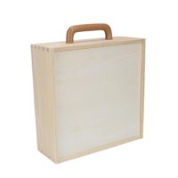 Magideal - Caja De Madera Con Asa Cajas De Regalo De Madera Para Regalos Con Tapa Caja De Recuerdo Portátil Sin Pintar Joyero Para Decoración Del Hogar , Tapa De Madera Grande