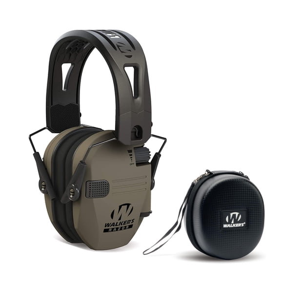 Conjunto de Protectores Auditivos Walker Razor Tacti-Grip con Diadema de Goma