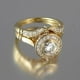 thumbnail image 1 of 2 pcs Shiny Zircon Halo Ring - 18K Gold Plated Party Engagement and Wedding Ring Jewelry, 1 of 4
