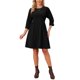 thumbnail image 2 of Vestido de Pana para Mujer INSPIRE CHIC 2026 Manga 3/4 Cuello Redondo Largo a la Rodilla Otoño Invierno Casual Línea A con Bolsillos M Negro, 2 of 6