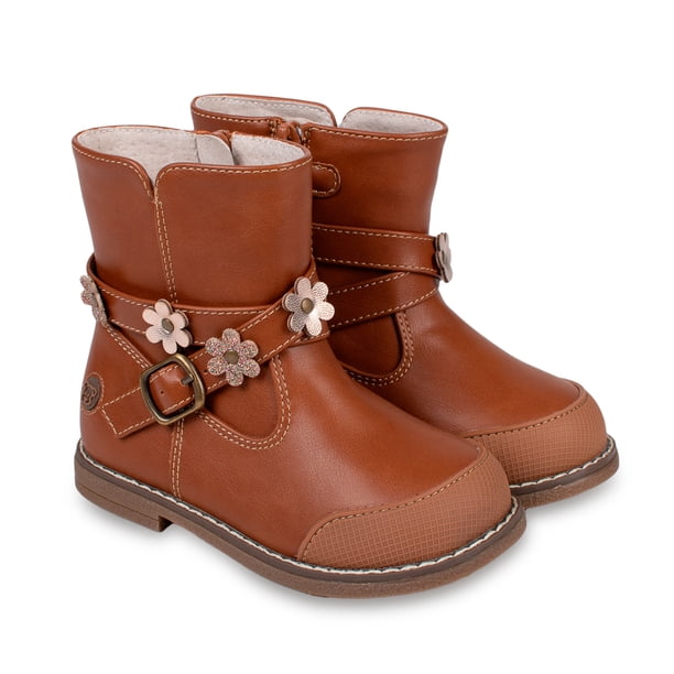Bota Bebé Niña con Flores Café