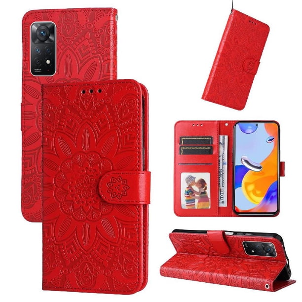 Funda tipo cartera FOXDOCK para Xiaomi Redmi Note 12 Pro 4G , diseño girasol en relieve, cuero PU, cierre magnético, soporte y tarjetero