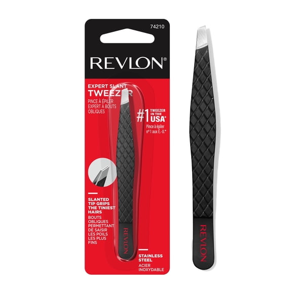 Pinza Depilar Revlon Expert Slant Acero Inoxidable Negra