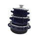 thumbnail image 2 of Juego De 3 Miniollas Esmaltadas, Juego De Utensilios De Cocina Esmaltados Portátiles Universales Para Cocinar En Casa, Azul Oscuro, 2 of 5