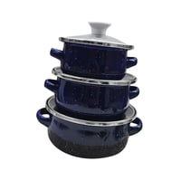 Magideal - Juego De 3 Mini Ollas Esmaltadas Para El Hogar, Ollas De Cocina Profundas Y Resistentes, Ollas Para Cocinar, Ollas Pequeñas Esmaltadas Para Comedor Y Azul Oscuro