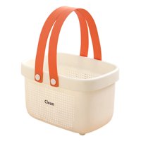 Magideal - Organizador Tote De Almacenamiento Bolsa De Artículos De Tocador Caja De Basura Multipropósito Con Asa Cesta De Ducha De Drenaje Rápido Cesta De Ducha Naranja Y Blanco