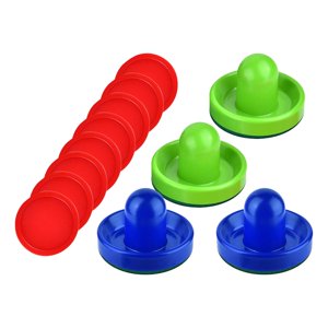 Ioensy - 4 Empujadores De Air Hockey Y 8 Discos De 2,5 Pulgadas Para Mesas De Juegos Familiares Fiesta Azul Y Verde