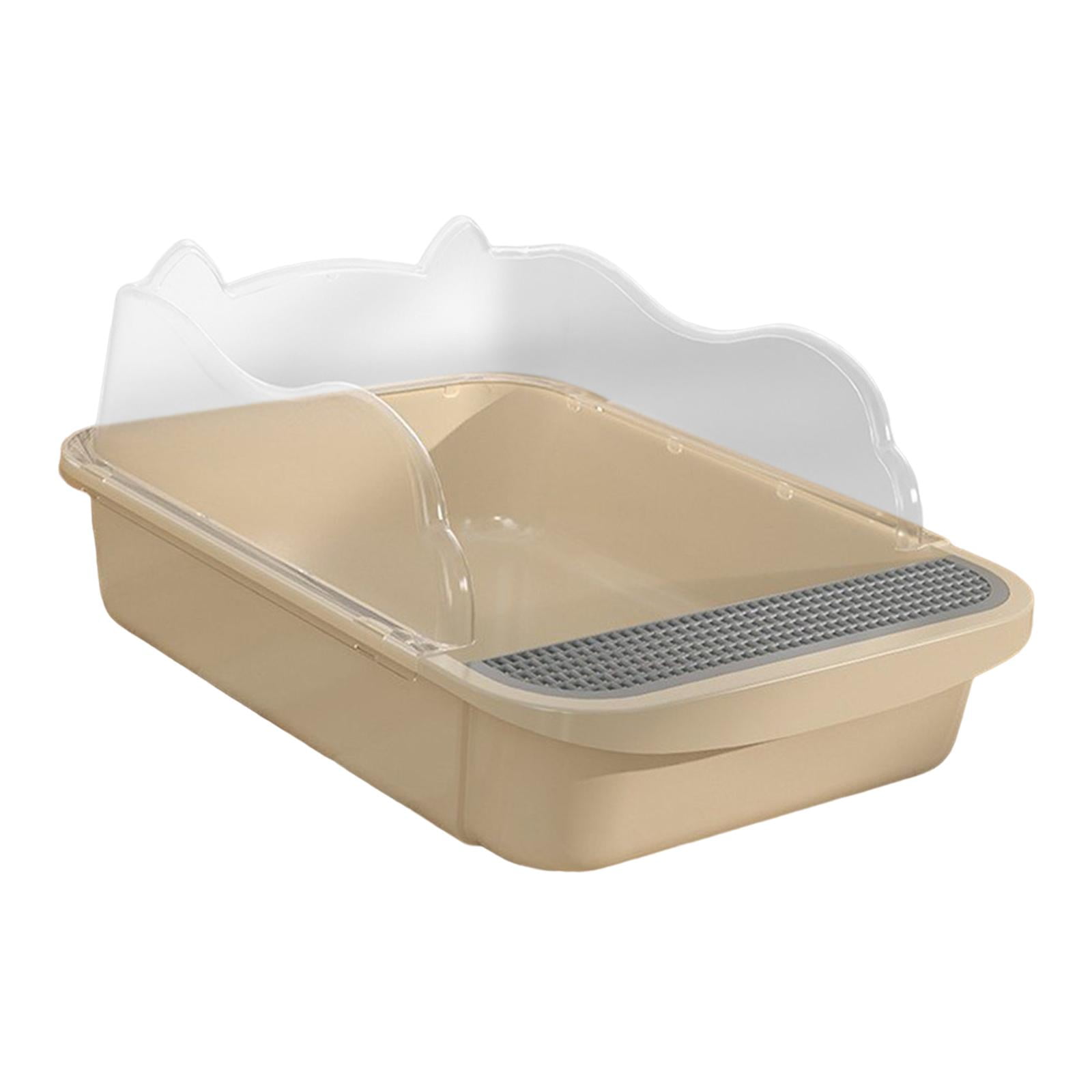 Caja De Arena Semicerrada Para Gatos, Inodoro Profundo, Bandeja De Arena Para Gatos, 43x28x18cm, Color Caqui