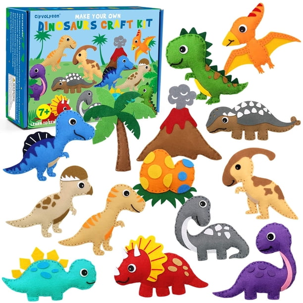 Kit de costura para manualidades con dinosaurios CiyVolyeen, hazlo tú mismo para niños de 8 a 12 años
