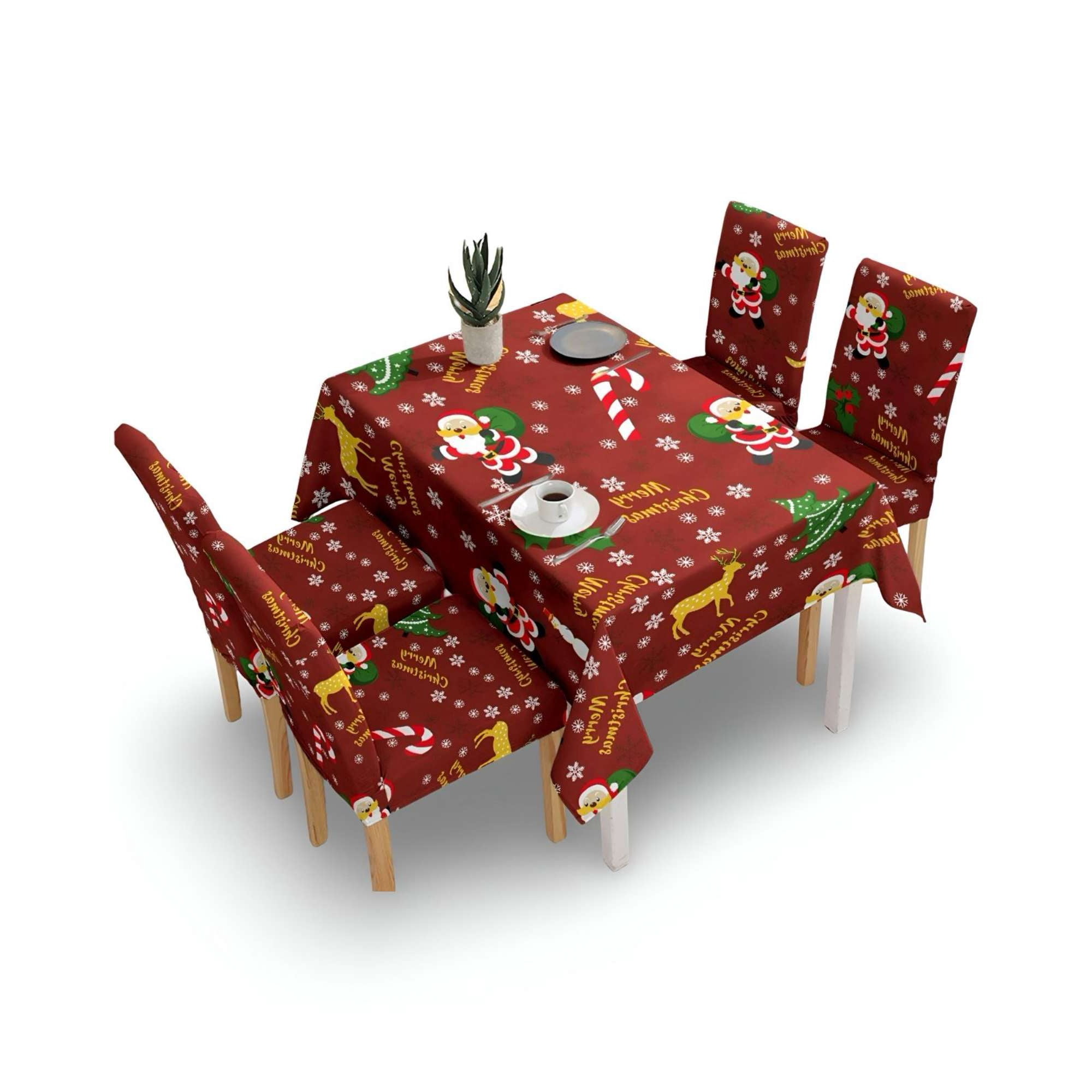 Tf - Pack Mantel Más 6 Fundas De Sillas Antimanchas Navideño 140x220 Cm 04
